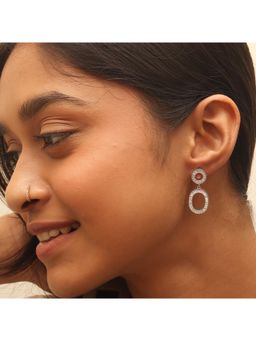 RUHA JEWELS - Classic Round Danglers Silver Earrings