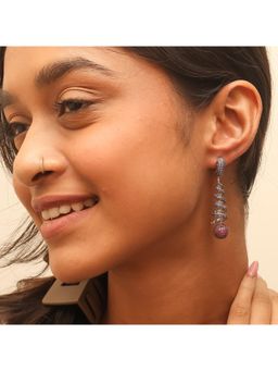 RUHA JEWELS - Dazzling Purple And Pink Spiral Silver Earrings