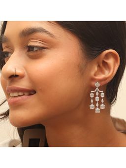 RUHA JEWELS - Diamond Chandelier Silver Earrings