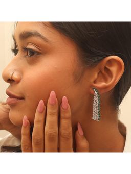 RUHA JEWELS - Sparkling Emerald And Diamond Silver Earrings