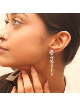 RUHA JEWELS - Pink Crystal Dewfall Silver Earrings