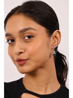 RUHA JEWELS - Delicate Spark Emerald And Diamond Silver Earrings
