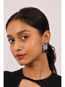 RUHA JEWELS - Regal Sapphire And Diamond Silver Earrings