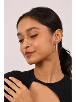 RUHA JEWELS - Cocktail Diamond Hoops Silver Earrings