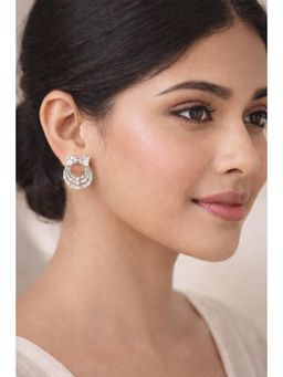 RUHA JEWELS - Heart And Baguette Studs Silver Earrings