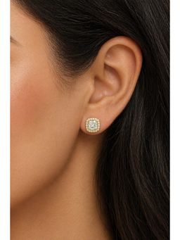 RUHA JEWELS - Cushion Gold Studs Silver Earrings
