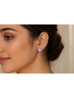 RUHA JEWELS - Regal Ruby And Diamonds Silver Earrings