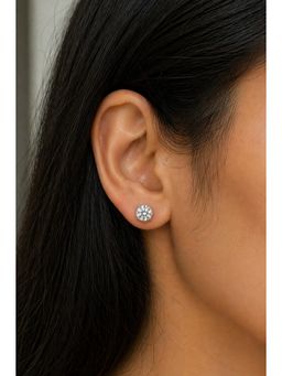 RUHA JEWELS - 1Ct Solitaire Studs Silver Earrings