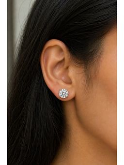 RUHA JEWELS - 2Cts Solitaire Studs Silver Earrings