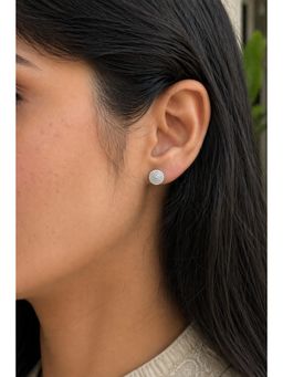RUHA JEWELS - Minimal White Diamond Studs Silver Earrings