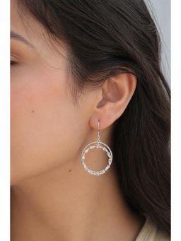 RUHA JEWELS - Minimal Diamond Hoops Silver Earrings