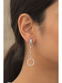 RUHA JEWELS - Chic Hoops Diamond Silver Earrings