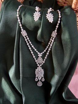 RUHA JEWELS - Lumiere Diamond Silver Necklace Set