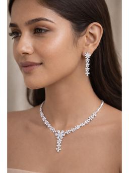 RUHA JEWELS - Opulent Grace Silver Necklace Set