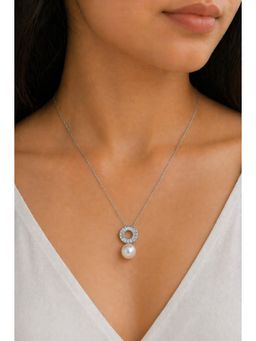 RUHA JEWELS - Baguette And Pearl Silver Pendant