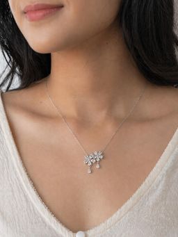 RUHA JEWELS - Two Diamond Flower Silver Pendant