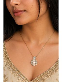 RUHA JEWELS - Pearl And Diamond Rosegold Silver Pendant