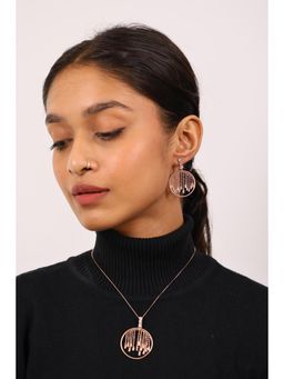 RUHA JEWELS - Enchanting Rose Gold Earrings And Earrings with Pendant and chain Set
