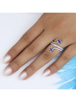 RUHA JEWELS - Silver Sapphire And Diamond Spiral Ring (11)