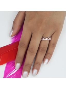 RUHA JEWELS - Silver Full Link Diamond Ring In Rose Gold Finish (14)