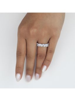 RUHA JEWELS - Mystic Pear Eternity Diamond Band Silver Ring