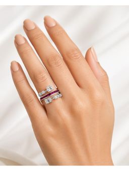 RUHA JEWELS - Silver Ruby Baguette Diamond Spiral Ring