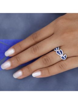 RUHA JEWELS - Stylish Diamond Leaf Silver Ring (12)