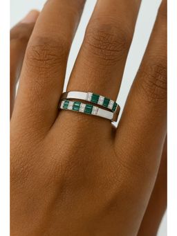 RUHA JEWELS - Shine Knot Emerald And Diamond Silver Ring