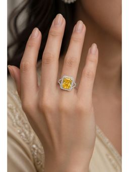 RUHA JEWELS - Pure Grace Yellow Diamond Solitaire Silver Ring