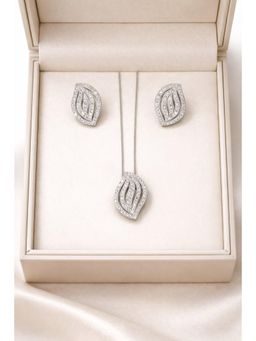 RUHA JEWELS - Premium Silver Earrings with Pendant and chain Set