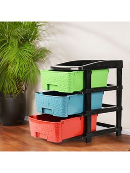 Kuber Industries - 3-Tier Multipurpose Plastic Drawers Storage Organizer Rack-Multicolour