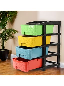 Kuber Industries - 4-Tier Multipurpose Plastic Drawers Storage Organizer Rack-Multicolour