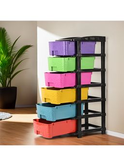 Kuber Industries - 6-Tier Multipurpose Plastic Drawers Storage Organizer Rack-Multicolour