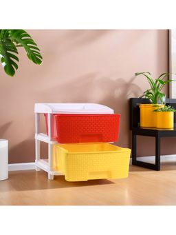 Kuber Industries - 2-Tier Multipurpose Plastic Drawers Storage Organizer-Multicolour