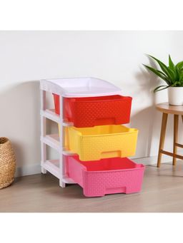 Kuber Industries - 3-Tier Multipurpose Plastic Drawers Storage Organizer-Multicolour