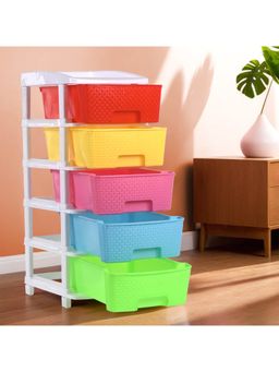 Kuber Industries - 5-Tier Multipurpose Plastic Drawers Storage Organizer-Multicolour