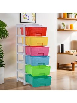 Kuber Industries - 6-Tier Multipurpose Plastic Drawers Storage Organizer-Multicolour