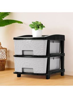 Kuber Industries - Modular 2-Layer & 19 Ltr Plastic Drawer Storage Organiser-Black & Grey