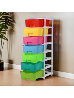 Kuber Industries - 7-Tier Multipurpose Drawer Cabinet Rack For Clothes, Toys-Multicolour