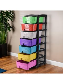 Kuber Industries - 7-Tier Multipurpose Drawer Cabinet Rack For Clothes, Toys-Multicolour