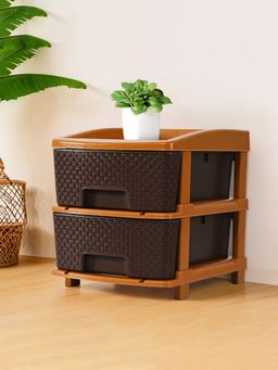 Kuber Industries - Modular 2-Layer & 19 Ltr Plastic Drawer Storage Organiser-Chocolate Brown