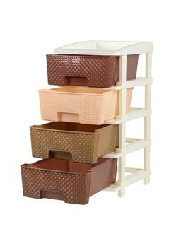 Kuber Industries - Modular 4-Layer & 73 Ltr Plastic Drawer Storage Organiser-Chocolate Brown