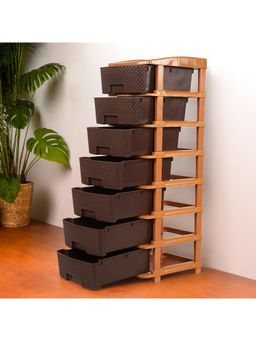 Kuber Industries - 7-Layer & 57 Ltr Modular Drawer Storage Organizer-Chocolate Brown