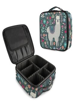 House of Quirk - Travel Makeup Cosmetic Storage Case -Small Lama Flower