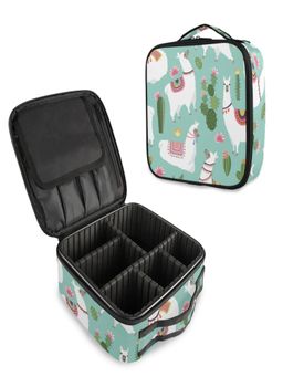 House of Quirk - Travel Makeup Cosmetic Storage Case -Small Lama Green