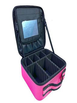 House of Quirk - Travel Makeup Cosmetic Storage Case -Small Mirror Pink