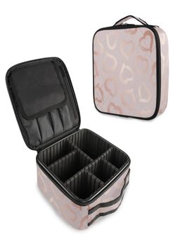 House of Quirk - Travel Makeup Cosmetic Storage Case -Small Pink Hearts