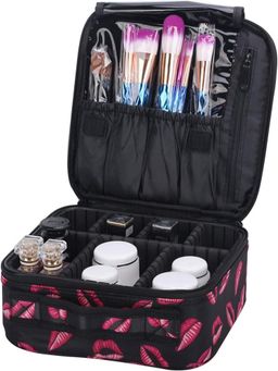 House of Quirk - Travel Makeup Cosmetic Storage Case -Small Red Lips