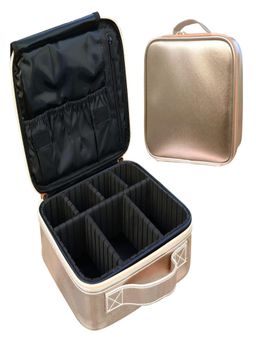 House of Quirk - Travel Makeup Cosmetic Storage Case -Small Shimmer Gold