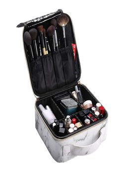 House of Quirk - Travel Makeup Cosmetic Storage Case -Small White Marble